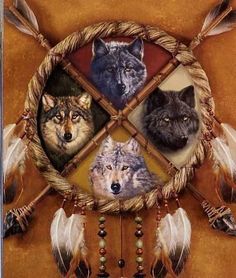 three wolfs in a frame with the words seek love and be answered