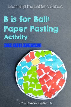 a paper plate that has been made to look like a ball with the words b is for