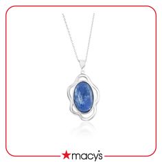 in stock Modern Blue Oval Necklace, Blue Oval Necklace With Natural Stones, Wavy Design, Pick Up, In Store, Buy Online, Pendant Necklace, Sterling Silver, Pendant