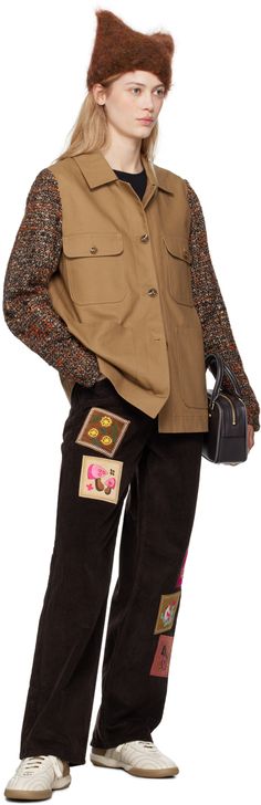 Paneled cotton drill and polyester-blend tweed jacket. · Spread collar · Button closure · Flap and patch pockets · Single-button barrel cuffs · Unlined Supplier color: Cinnamon multi Multicolor Outerwear With Pockets For Work, Multicolor Workwear Outerwear With Pockets, Multicolor Cotton Outerwear For Work, Club C 85 Vintage, Reebok Logo, Barn Jacket, Club C 85, Reebok Classics, Vintage Sneakers