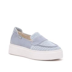 Roxy-Sheilahh Platform Sneaker The Sheilahh platform sneaker is perfect for buisness casual dress codes. This pair features a sophisticated silhouette, complete with a moc toe, cutaway lip, and bit accent for a professional touch. Meanwhile, the platform design, woven upper, and two-tone detail makes this a fashionable addition. Casual Summer Platform Loafers, Spring Casual Slip-on Platform Loafers, Casual Slip-on Platform Loafers For Spring, Summer Slip-on Synthetic Platform Sneakers, Summer Slip-on Platform Sneakers, Blue Textured Sole Slip-ons For Spring, Trendy Low-top Spring Platform Loafers, Trendy Low-top Platform Loafers For Spring, Trendy Spring Low-top Platform Loafers