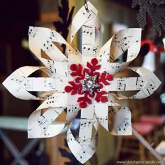 an ornament made out of sheet music