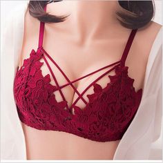 Sexy Women Lace Floral Embroidery Bralette Sexy Lingerie Comfort Seamless Adjusted Bras For Women Women Loose Shirt, Criss Cross Bra, Bra Panty, Bra Styles, Steel Ring, Bra Women, Women Lace, Lace Bralette, Lace Bra