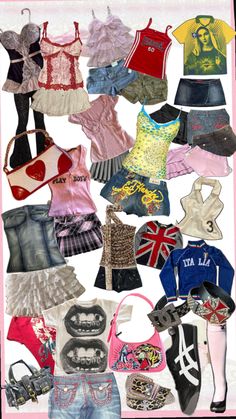 y2k mcbling ed hardy trendy clothes fashion thrift dream wardrobe Y2k Thrift, Clothes And Shoes, Outfits Aesthetic, Vision Board, Clothes