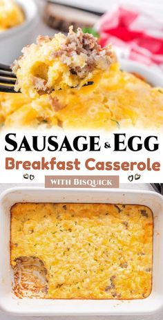 sausage and egg breakfast casserole with biscuit