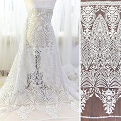 "Luxury embroidery Ivory Floral Lace Fabric Embroidered Tulle Gauze 53\" Bridal gown wedding Dress 1 Yard S0406 ♥This listing is for 1 yard. ♥Width: 135cm, in inch:53\" ♥It will be perfect for bowknot hairpin, baby clothes, sleeve edge, skirt edge, corsage and so on ♥Wholesale acceptable! ♥If you want more, please feel free to send me a message. I will be glad to make custom listing for you! ♥Happy shopping here" Robe Diy, Lace Fabric Diy, Bridal Lace Fabric, Bridal Dresses Lace, Embroidered Lace Fabric, Wedding Dress Fabrics, Wedding Lace, Lace Bridal Gown, Wedding Fabric