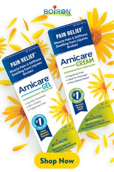 Arnicare Cream and Arnicare Gel over Arnica montana petals Home Remedies For Bronchitis, Exercise Workouts, Pain Relief Remedies, Uses For Vicks, Arnica Montana, Natural Cold Remedies, Vicks Vaporub, Homeopathic Medicine