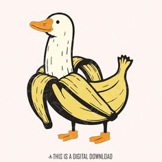 this is a digital drawing of a duck holding a banana