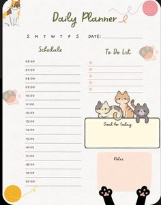 a daily planner with cats and kittens on it