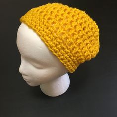 "Slouchy Crocheted Hat - Marigold - approximately 22\" in diameter." Crocheted Hat, Slouchy Hat, Design Skills, Saint Louis, Unique Necklaces, Fingerless Gloves, Caps Hats, Crochet Necklace, Accessories Hats