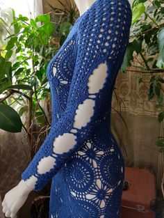 Fitted Lace Crochet Dress For Festival, Fitted Bohemian Crochet Dress, Blue Crochet Lace Top, Fitted Bohemian Crochet Dress With Open Knit, Fitted Crochet Lace Dress For Festival, Bohemian Crocheted Dress For The Beach, Blue Lace Crochet Top, Blue Fitted Crochet Lace Dress, Fitted Blue Crochet Lace Dress