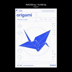 an origami poster is displayed on a black background