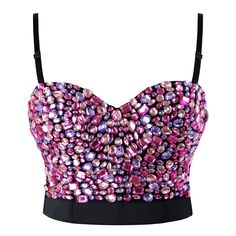 Rhinestone Bustier, Party Bra, Top Straps, Party Blouse, Pink Jewels, Nightclub Party, Bralette Crop Top, Mermaid Costume, B Cup