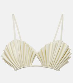 La Mer Coquillage tank top in white - Adriana Degreas | Mytheresa White Bralette Top, Junk Kouture, Shell Bra, Adriana Degreas, Satin Maxi Skirt, Stella Mccartney Falabella, Fairy Clothes, Beachwear Fashion, Valentino Rockstud