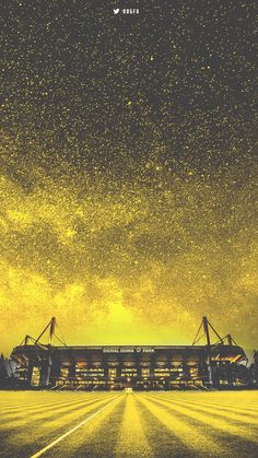 an image of a stadium with stars in the sky above it and on the ground