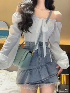 Jung Somin, Skirt Denim, Korean Fashion Dress, Kpop Fashion Outfits, Kawaii Clothes, Korean Outfits, Kpop Fashion, Casual Style Outfits