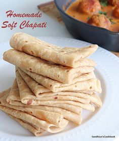 homemade soft chapati served on a white plate