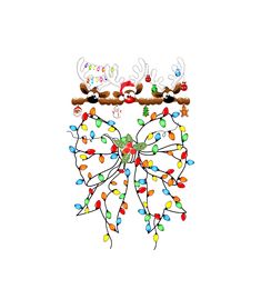 a drawing of a christmas bow with lights on it