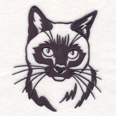 a close up of a cat's face on a white shirt with black outline