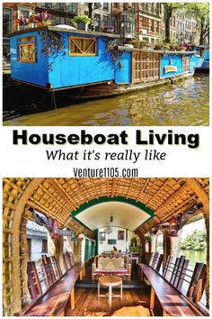 the inside of a houseboat with text overlaying it that says, what's really like