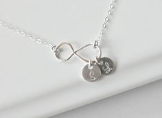 Personalized Infinity Necklace Mother Day by SilverLotusDesigns Infinity Jewelry For Birthday, Adjustable Nickel-free Infinity Necklace, Personalized Infinity Jewelry For Bridesmaid Gift, Customized Silver Jewelry For Bridesmaid Gift, Customizable Silver Infinity Jewelry, Silver Infinity Necklace, Infinity Necklace Silver, Maid Of Honor Gift, Necklace Initial