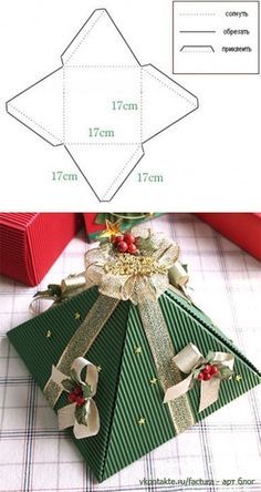 an origami christmas tree with bows on it