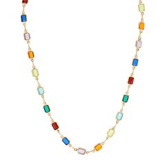 The Queen of bestsellers is the Rainbow Necklace, the perfect accessory for anyone who loves a pop of colour. Made with multicoloured cut glass gemstones, this popular necklace is beautiful and guaranteed to get compliments. Features: Waterproof and tarnish resistant 18k gold fill chain connectors and clasp Choice of soft pastel or the bold and bright vibrant colours 45cm in length (18 inches) and with 5mm width gemstones Purchase the matching set. Just mention in the order notes if you need a c Cheap Multicolor Dangle Necklaces, Cheap Multicolor Layered Necklace With Colorful Beads, Cheap Multicolor Beaded Necklaces For Everyday Use, Colorful Adjustable Cheap Necklaces, Cheap Adjustable Multicolor Beaded Necklaces, Cheap Layered Necklace With Colorful Round Beads, Affordable Colorful Beads Necklace For Birthday, Cheap Adjustable Layered Necklace With Colorful Beads, Cheap Everyday Rainbow Jewelry