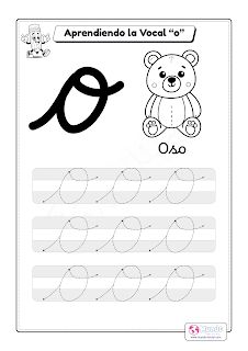 the worksheet is filled with an image of a teddy bear and letter o