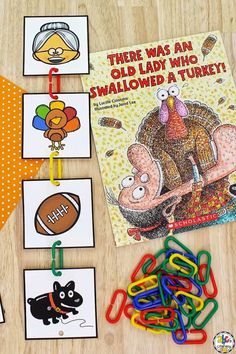 there is an old lady who swallowed a turkey book and many other things on the table