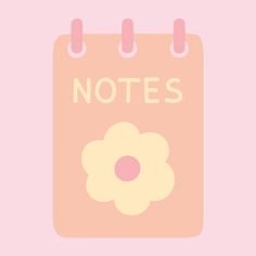 a pink notebook with the words notes written on it and a flower in the middle