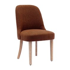 a brown chair with wooden legs on a white background