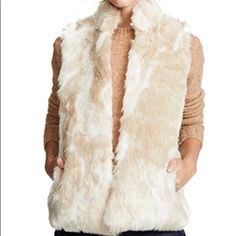 Vest Style, Waist Length Style Sleeveless, Hook At Front, Side Pockets 100% Polyester Sleeveless Outerwear With Faux Fur Trim For Fall, Sleeveless Outerwear With Faux Fur Lining For Fall, Sleeveless Fall Outerwear With Faux Fur Lining, Fall Sleeveless Outerwear With Faux Fur Trim, Chic Sleeveless Outerwear With Faux Fur Trim, Sleeveless Faux Fur Vest For Fall, Chic Faux Fur Vest For Fall, White Sleeveless Outerwear For Layering, Brown Fur Vest