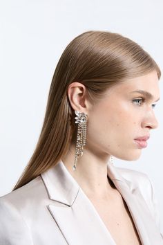 Add Some Enticing Detail To An Evening Look In Our Drop Earrings, With A Metallic Colorway, A Unique, Chain Design, And Sparkling Diamante Detailing. Pairs Well With Evening Plans, Date Nights, And Dancefloors. Diamante Drop Earrings Sparkling, Diamante Encrusted Detailing Shimmering Diamante Chains Unique, Sparkly Design Statement Large Size Secure Fastenings One Size Pear Earrings, Crystal Wedding Jewelry, Wedding Bridesmaid Jewelry, Beaded Tassel Earrings, Bar Stud Earrings, Sparkly Earrings, Big Earrings, Jewellery Design, Gold Drop Earrings