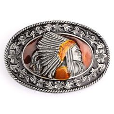 PRICES MAY VARY. 【Excellent quality】- Native American Indian chief oval belt buckle is made of highly polished zinc alloy through metal plating process. It’s fade-resistant, wear-resistant, comfortable to wear and not easy to break. And it is longer lasting for daily wear and can still maintain its color and luster in the next few years. The well-designed curved edge also brings a delicate touch to the Indian chief belt buckle. 【Size】- 9 × 6.1cm, weight: 84g. Fits belts up to 1.5 inches in width Indian Warrior, Belt Diy, Cowboy Belt Buckles, Native American Warrior, Native American Chief, Cowboy Belt, Western Belt Buckles, Gold Eagle, Indian Chief