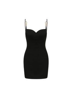 a black dress with straps on the shoulders