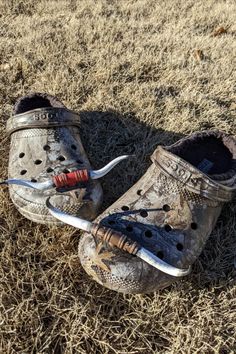 Crocs shoes with custom 3 d printed Texas longhorns