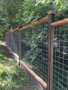 the fence is made of metal wire and wood