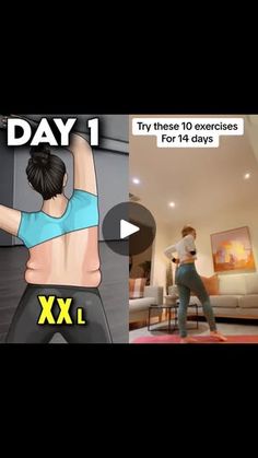 two screens show the same person doing exercises in different ways, and one shows an image of