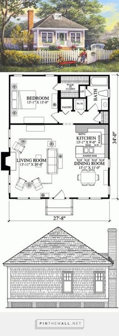 two story house plans with one bedroom and an open floor plan