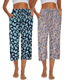 PRICES MAY VARY. Capri pajama pants for women are made of cotton polyester blend fabric, lightweight, breathable, stretchy, super soft against the skin and comfy enough for every day wearing Women's cotton lounge pants feature elastic waistband with drawstring, wide leg cut and loose fit, cropped length pants with two side pockets, soft and comfy touching, move freely all the day 2 pack capri sleep pants, soft and stretchy, comfortable and casual for sleepwear, perfect for everyday essentials, e Womens Pajama Pants, Womens Pj Pants, Sleeping Wear, Pajama Bottoms Womens, Pj Bottoms, Womens Pajamas Pants, Sleep Pants, Great Gifts For Mom, Pj Pants