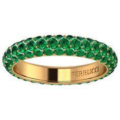 FERRUCCI green emerald eternity ring, an approximate total carat weight of 2.20 carat, hand made in New York City with the best Italian craftsmanship, conceived in 18k yellow gold. Classic, sophisticated, gorgeous look, everlasting in time style This is a Ring size 6 we offer the complimentary option to customize the size upon order. Ruby Eternity Ring, Emerald Eternity Ring, Sapphire Eternity Ring, Emerald Band, Inexpensive Jewelry, Eternity Ring Gold, Modern Gold Jewelry, Pave Diamond Band, Gold For Sale