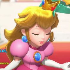 the princess peach is wearing a tiara and has her hands on her hips as if she's about to dance