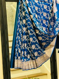 Beautiful Katan Banaras Saree in Royal Blue W/ Blouse, Product ships immediately within the US. Free shipping within the US. Blue Bollywood Blouse For Formal Occasions, Blue Bollywood Formal Blouse Piece, Blue Bollywood Style Formal Blouse Piece, Formal Blue Raw Silk Dupatta, Blue Katan Silk Blouse With Motifs, Blue Katan Silk Blouse Piece With Motifs, Blue Katan Silk Traditional Wear With Motifs, Blue Traditional Katan Silk Wear With Motifs, Blue Silk Blouse Piece With Motifs