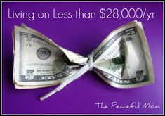 a bow tie made out of one hundred dollar bills on a purple background with the words, the peaceful man written below it