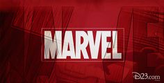 the word marvel is displayed in front of a red background with white letters on it