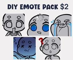 the instructions for how to draw an emotee pack with photoshopped expressions