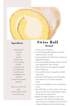 an article about swiss roll and its ingredients