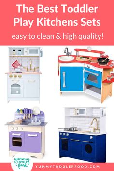 oddler Kitchen Sets. With Text Reading: The Best Toddler Kitchen Sets. Kitchen For Toddlers, Best Play Kitchen, Toddler Kitchen Set, Toddler Play Kitchen, Toddler Kitchen, Kitchen Sets For Kids