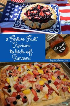 an american flag dessert with fruit on it and the words festive fruit recipes to kick off summer