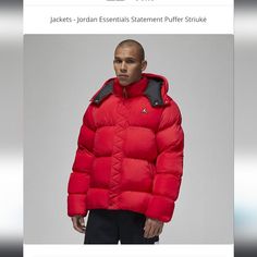 Jordan Essentials Puffer Jacket Man's Size Xl Style Code Dq8104 612 100% Authentic Brand New Shipping Same Day Or Next Day Pet Smoke Free Red Functional Winter Outerwear, Casual Red Down Puffer Jacket, Casual Fitted Red Puffer Jacket, Casual Red Down Outerwear, Casual Red Puffer Jacket For Cold Weather, Functional Red Outerwear For Fall, Red Winter Outerwear With Ribbed Cuffs, Casual Red Outerwear With Padded Collar, Casual Red Puffer Jacket For Streetwear